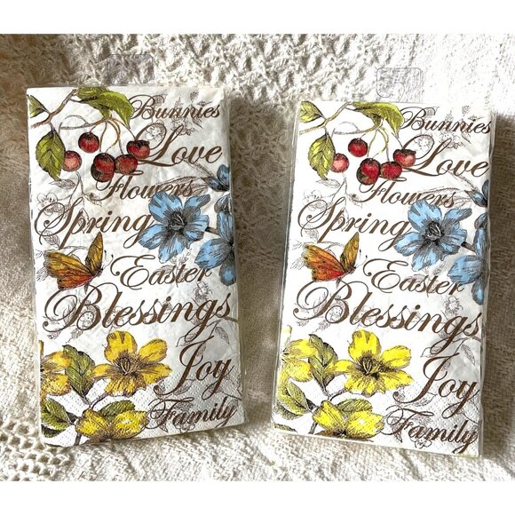 NIP Pier 1 Easter Spring Buffet/Guest Paper Napkins With Floral & Bunny Design - Picture 1 of 2